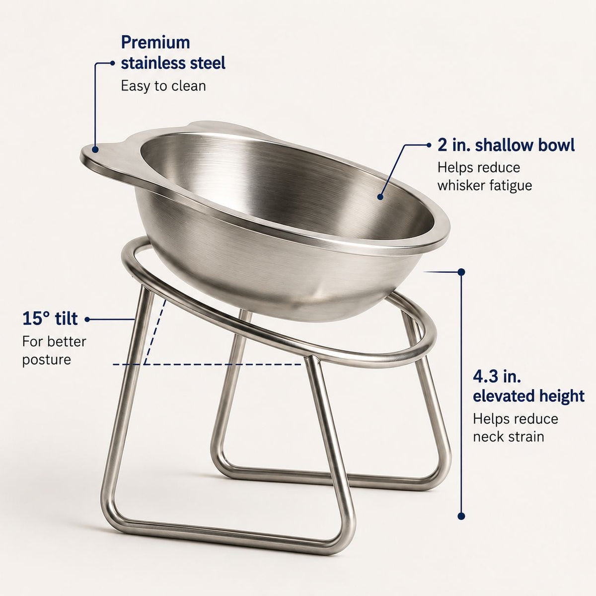 The Eversill bowl, small: 15 degree tilt, 2 inch shallow bowl, 4.3 inch height
